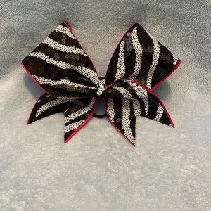 Zebra print sequin cheer bow